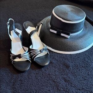 Black and White Hat and Sandals Set